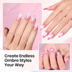 beetles finished ombre nails on hand showing smooth gradient result benefit