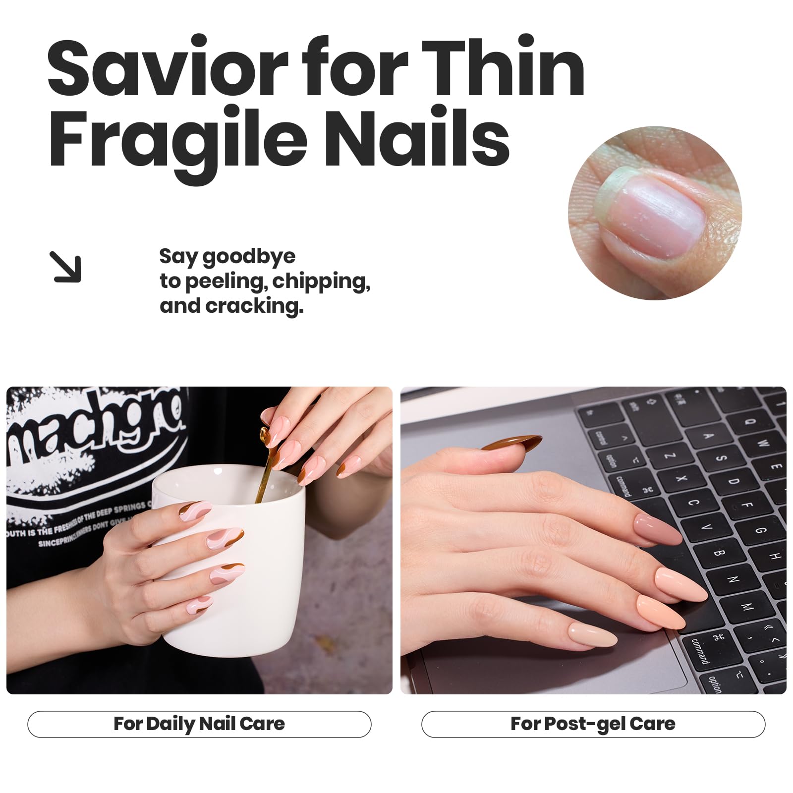 Beetles Gel Polish on hand lifestyle image showing natural nails with long-lasting gloss