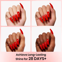 beetles model manicure lifestyle shot highlighting glossy salon-quality finish