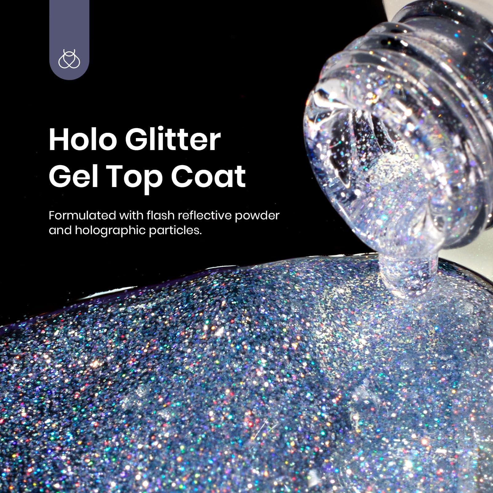 Beetles top coat on dark nail swatch showing rainbow shimmer and protection
