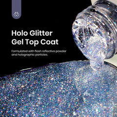 Beetles top coat on dark nail swatch showing rainbow shimmer and protection