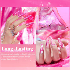 Beetles manicure swatch on nails showing salon-quality reflective sparkle
