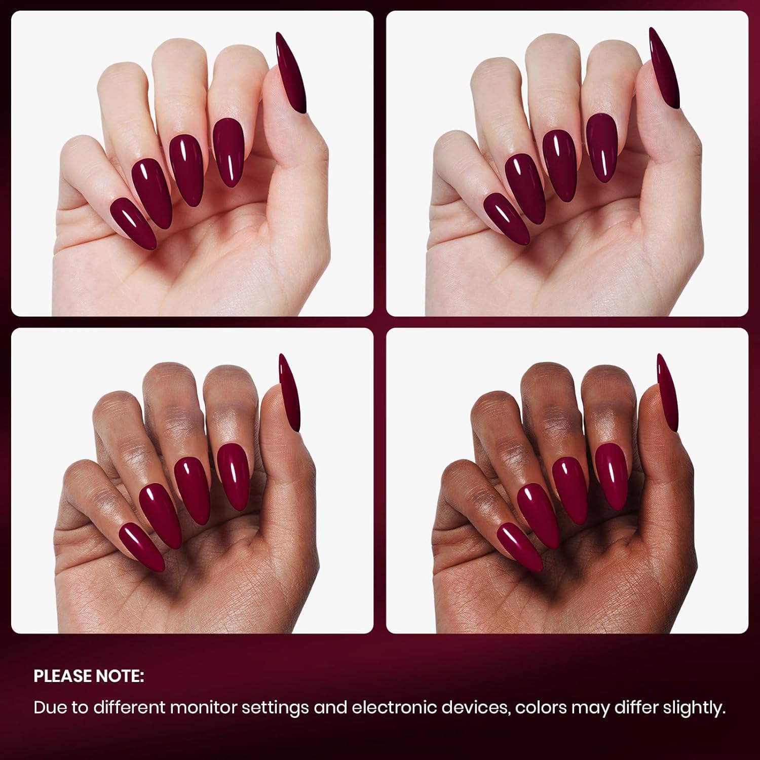 beetles gel polish oxblood bottle in hand to show 15ml size and scale