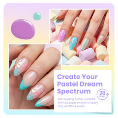 Beetles Gel Polish worn on nails pink and yellow combination for soft look