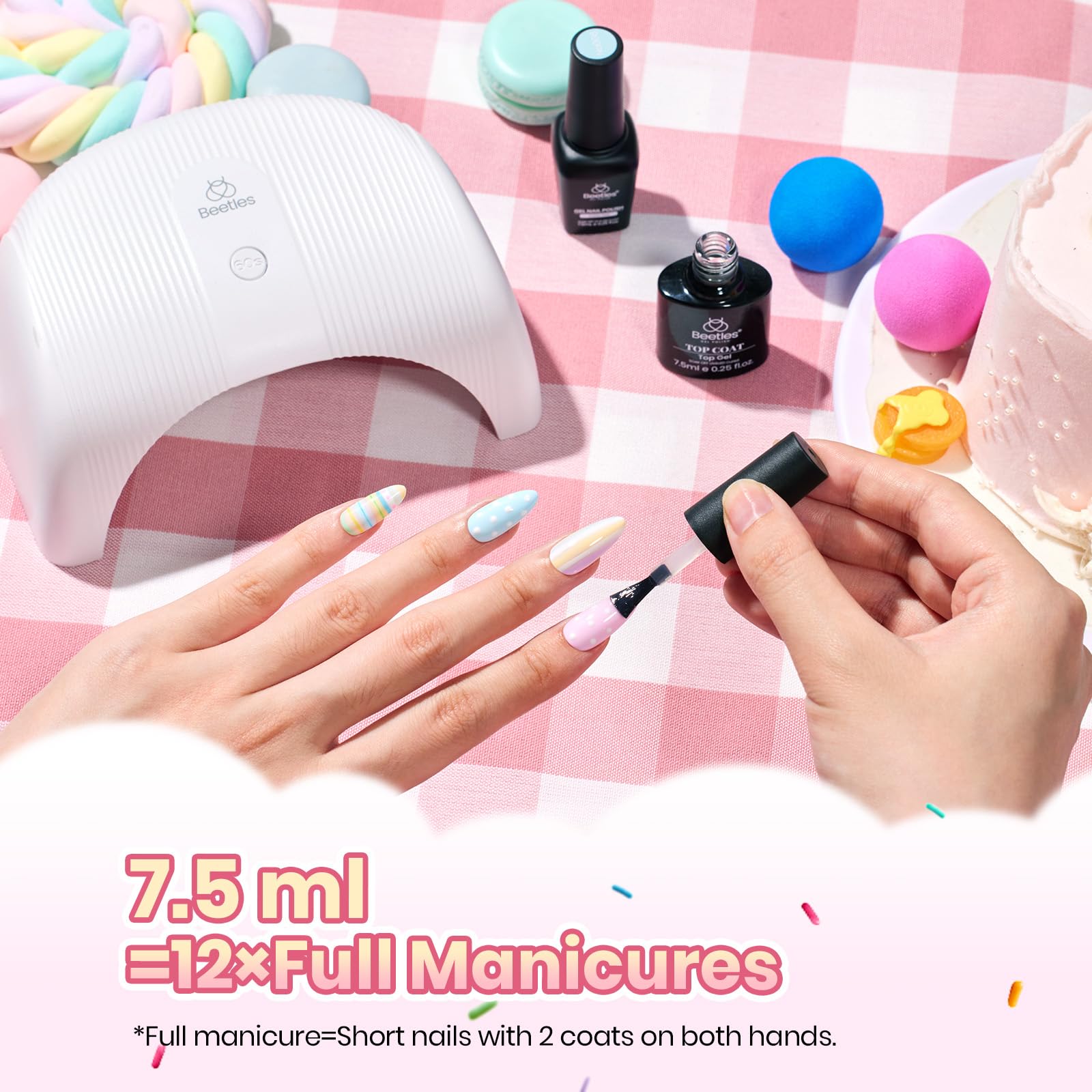 beetles gel polish next to common objects showing bottle size and portability