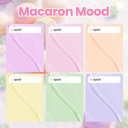 beetles pastel shades flat lay displaying all six macaron mood colors