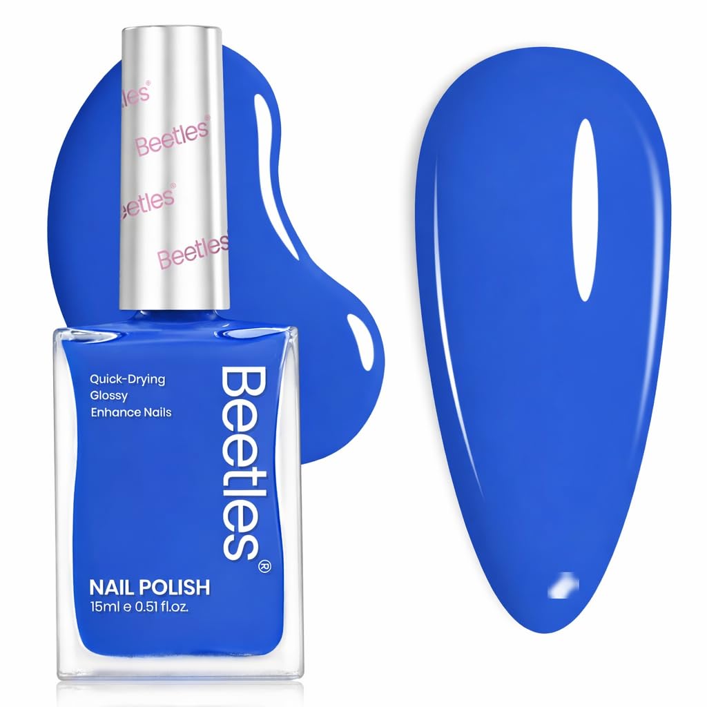 beetles Paulina front bottle showing blue shimmer and quick-dry benefit