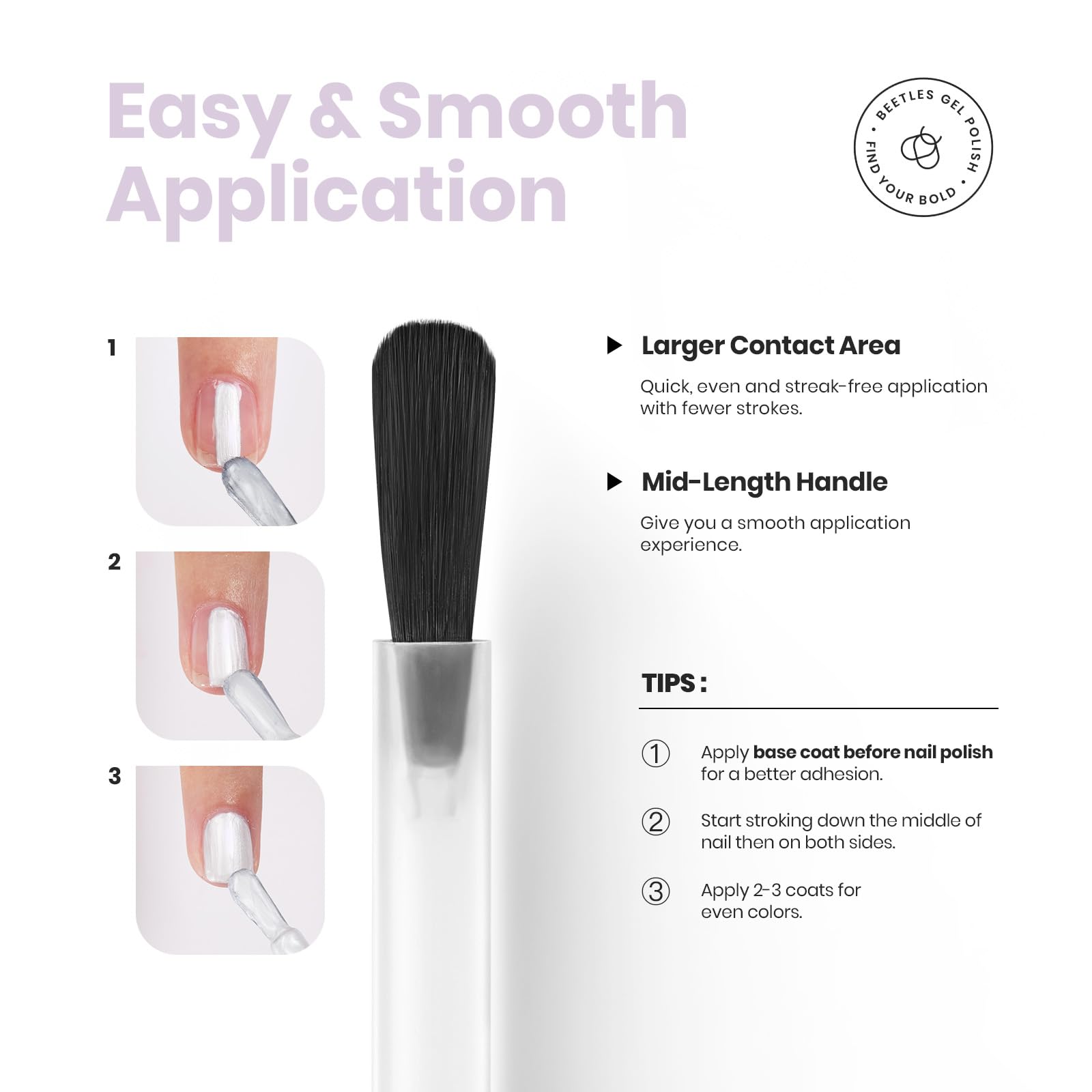 Beetles applied on manicured hands showing strengthened nails and elegant shimmer