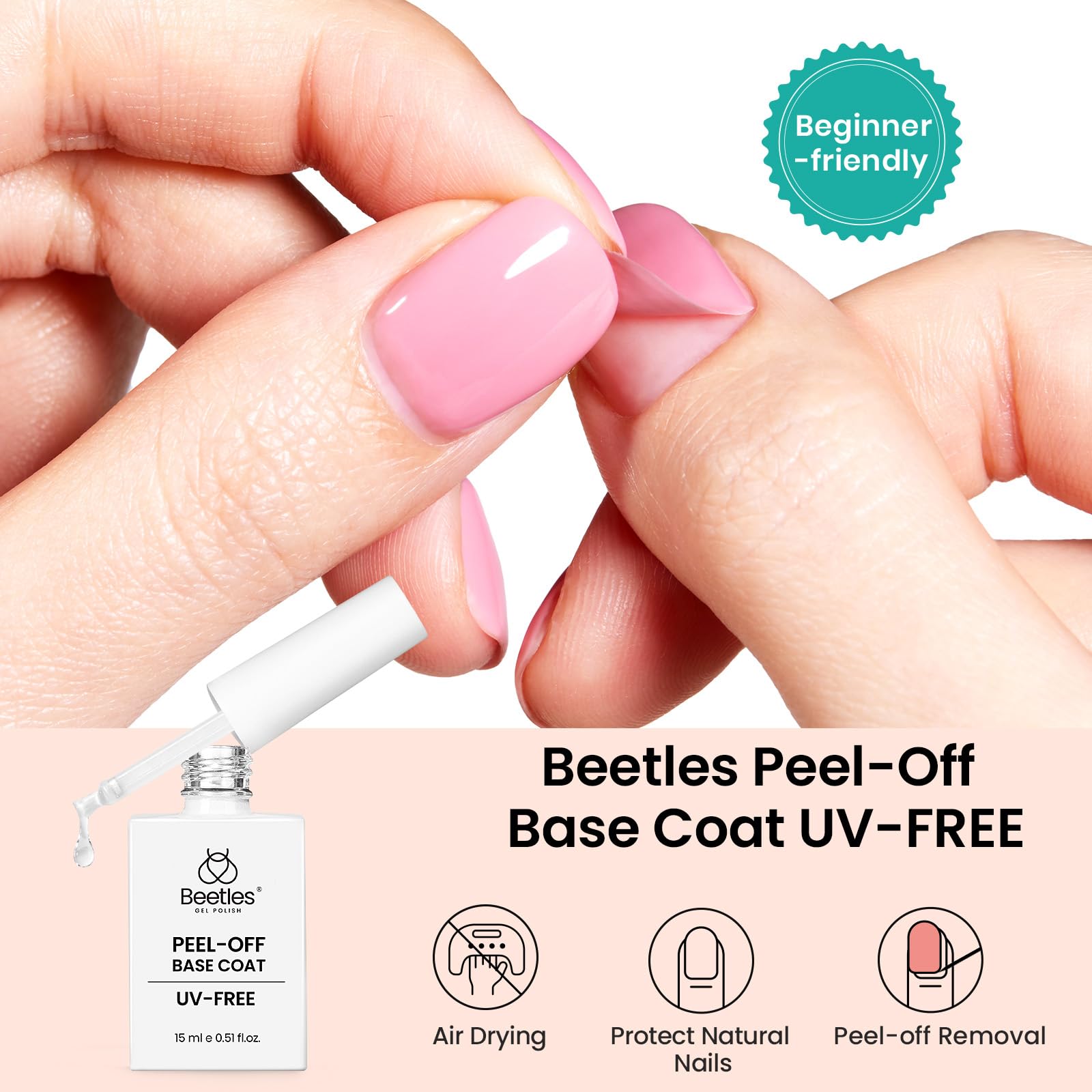 beetles gel polish brush detail displaying smooth applicator for even base coats