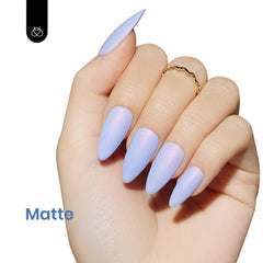 Beetles swatch on natural nails demonstrating glossy salon finish benefit