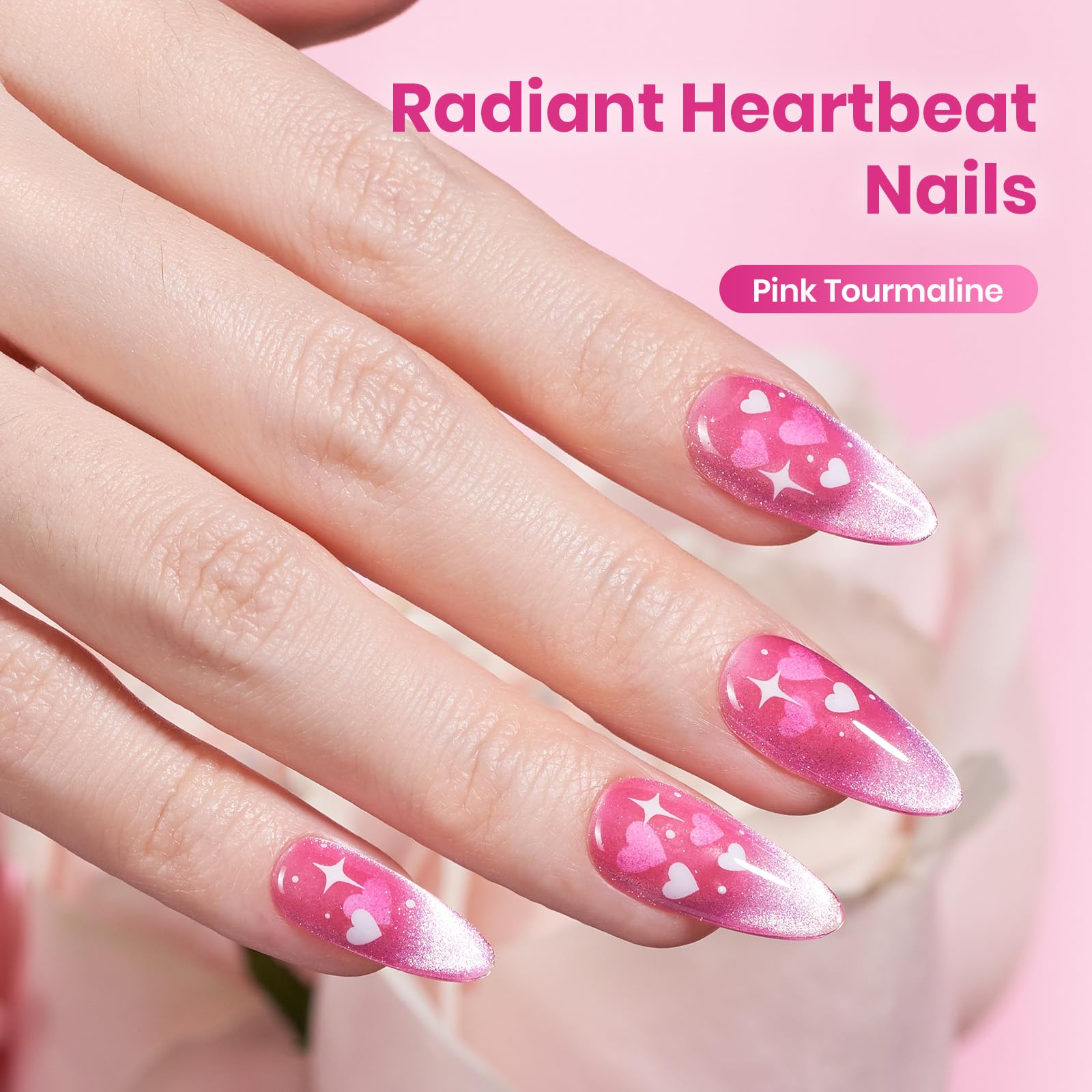Beetles magnetic stick held above wet polish demonstrating cat eye effect for quick styling