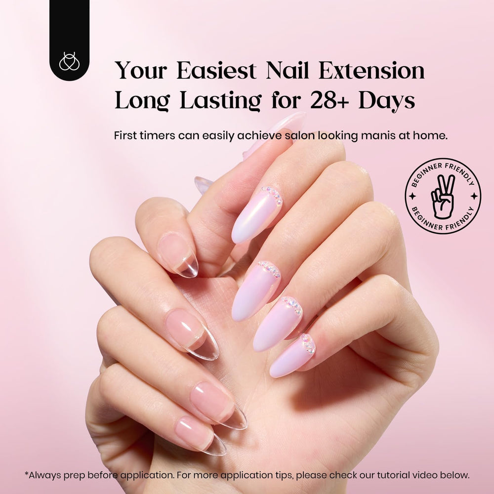 Beetles pink gel polish and top coat bottles offering glossy finished nails