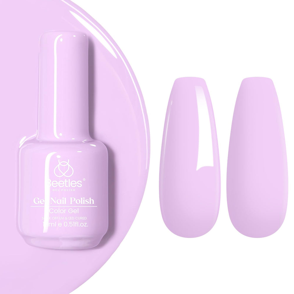 beetles bottle front view showing pastel mauve shade and salon-ready finish
