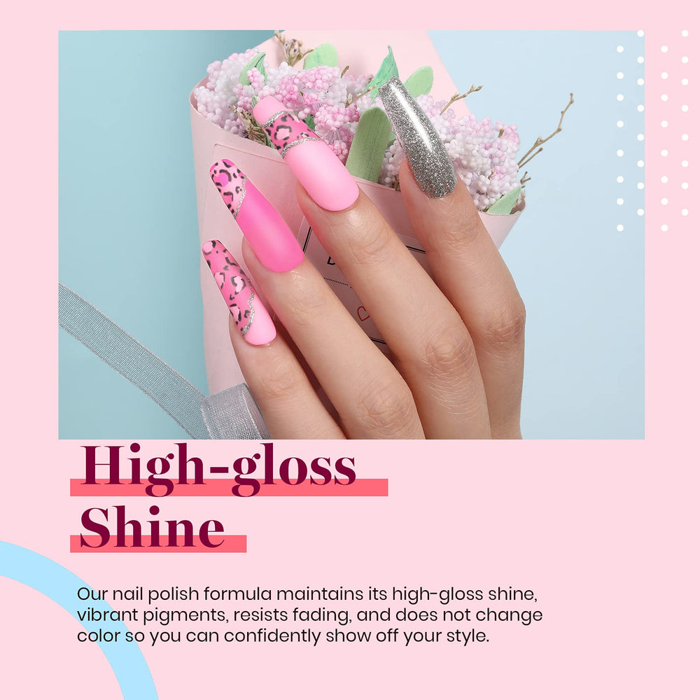 Beetles polish applied on manicured nails cured under LED lamp, durable look