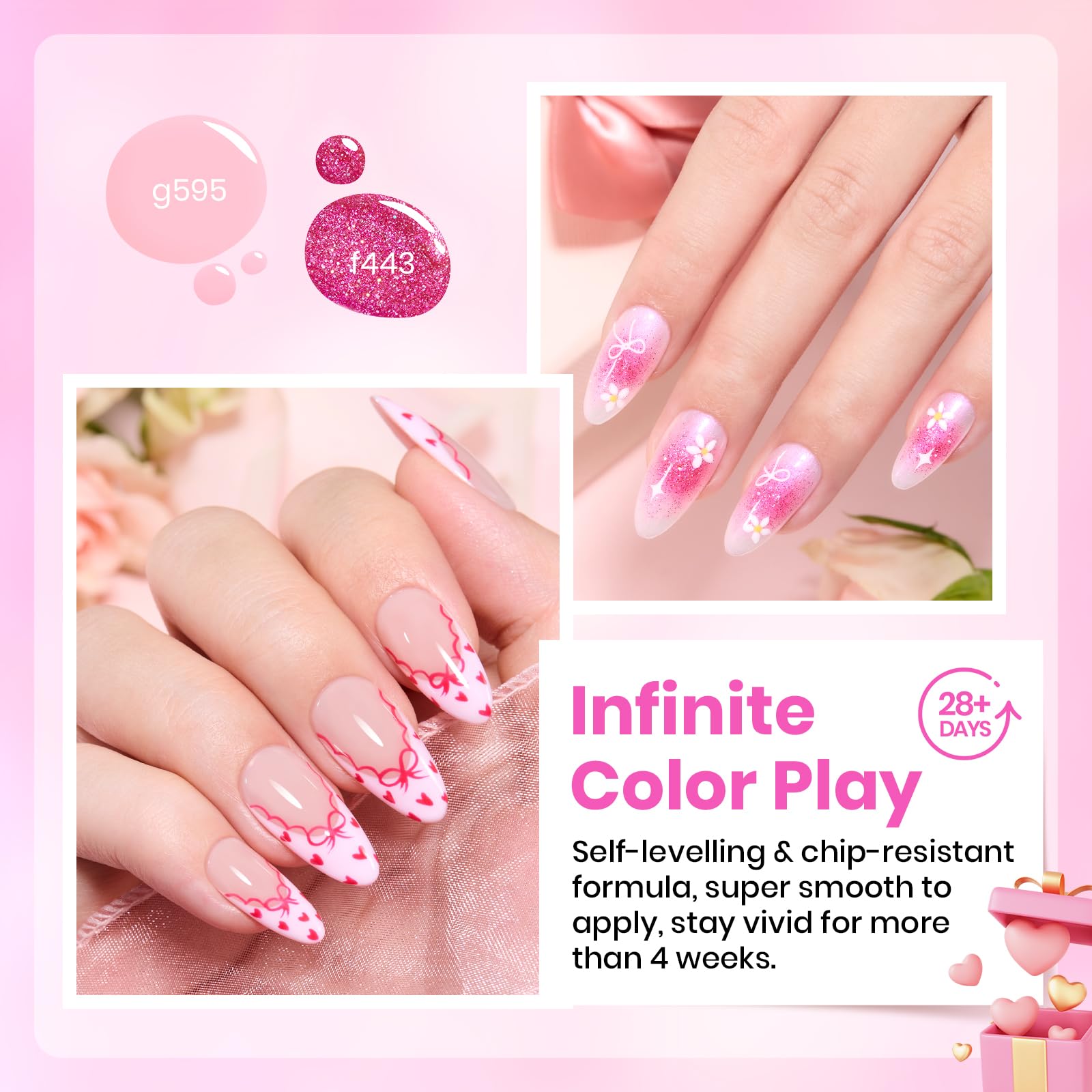 Beetles swatch fan displaying all six pink shades for choice