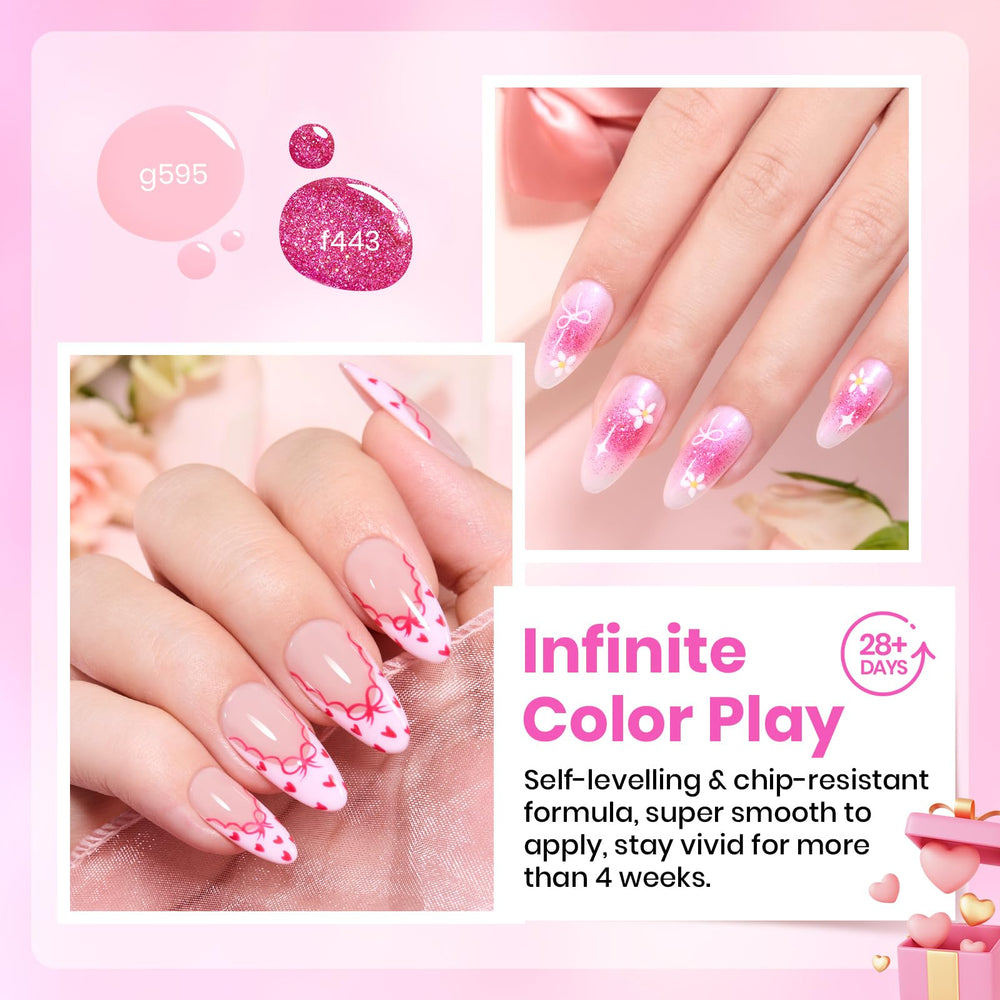 Beetles swatch fan displaying all six pink shades for choice