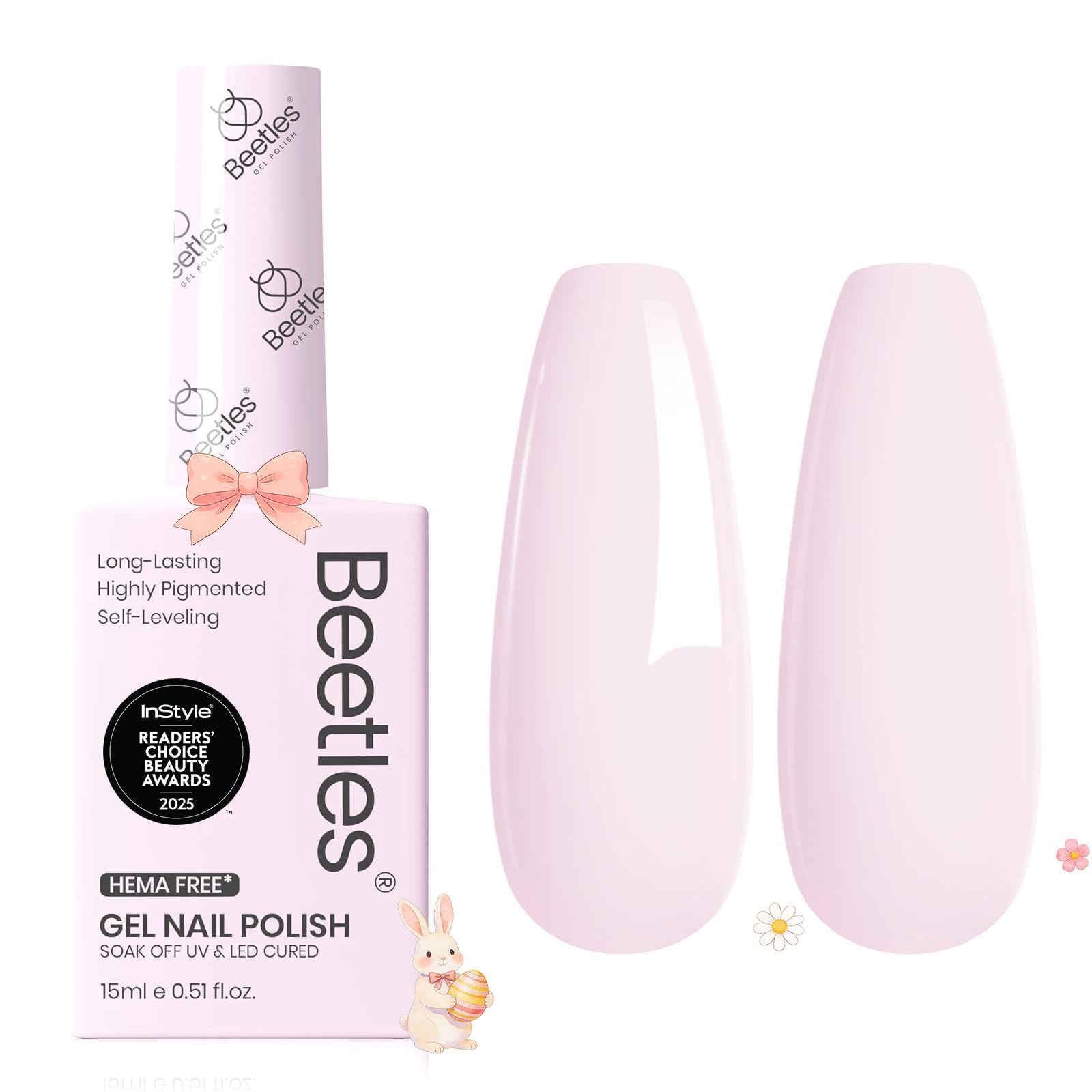 Beetles polish in a summer setting suggesting bright, fresh manicure