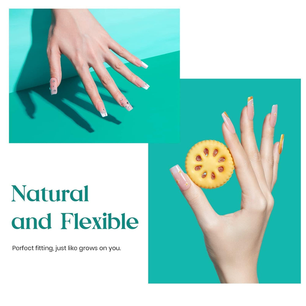 Beetles Gel Polish press-on demonstration with polish showcasing secure adhesion and finished look