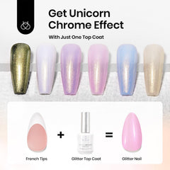 Beetles press-on nails before and after showing pearlescent finish benefit