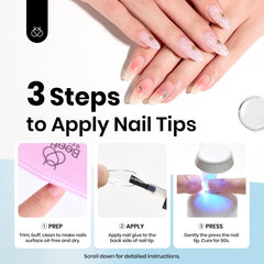 Beetles gel used on clear press-on nails illustrating strong bond and natural appearance