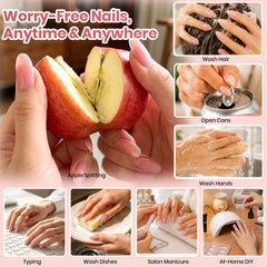 Beetles press-on nails in use showcasing natural look and durable wear