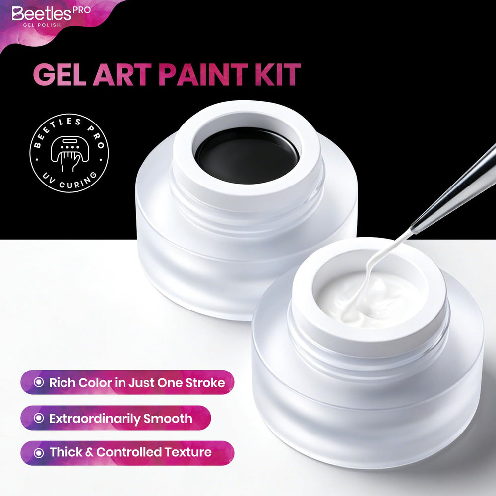 beetles Gel Polish open jars and brush showing creamy gel texture and easy loading benefit