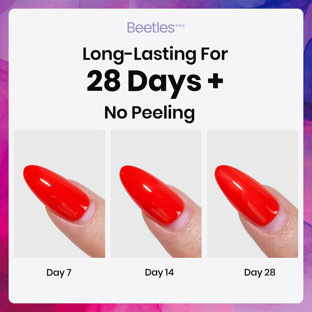 Beetles Gel Polish base coat used under color polish showing enhanced adhesion benefit