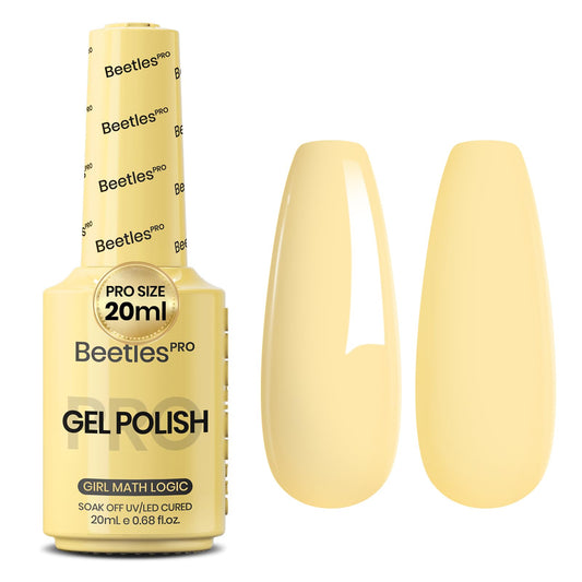 Beetles PRO bottle front view showing bright yellow shade and clear branding for quick recognition and color choice