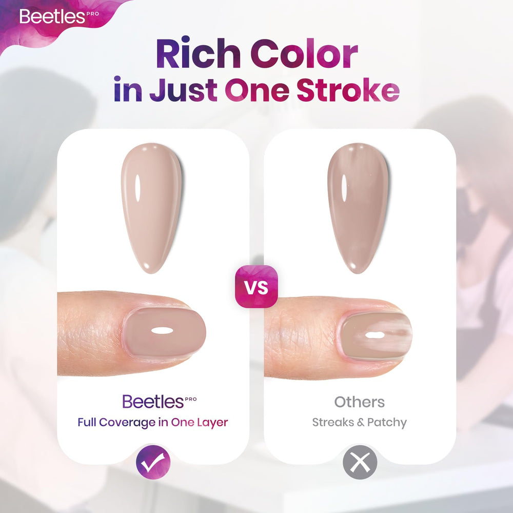 beetles Gel Polish being applied on nails demonstrating even coverage benefit