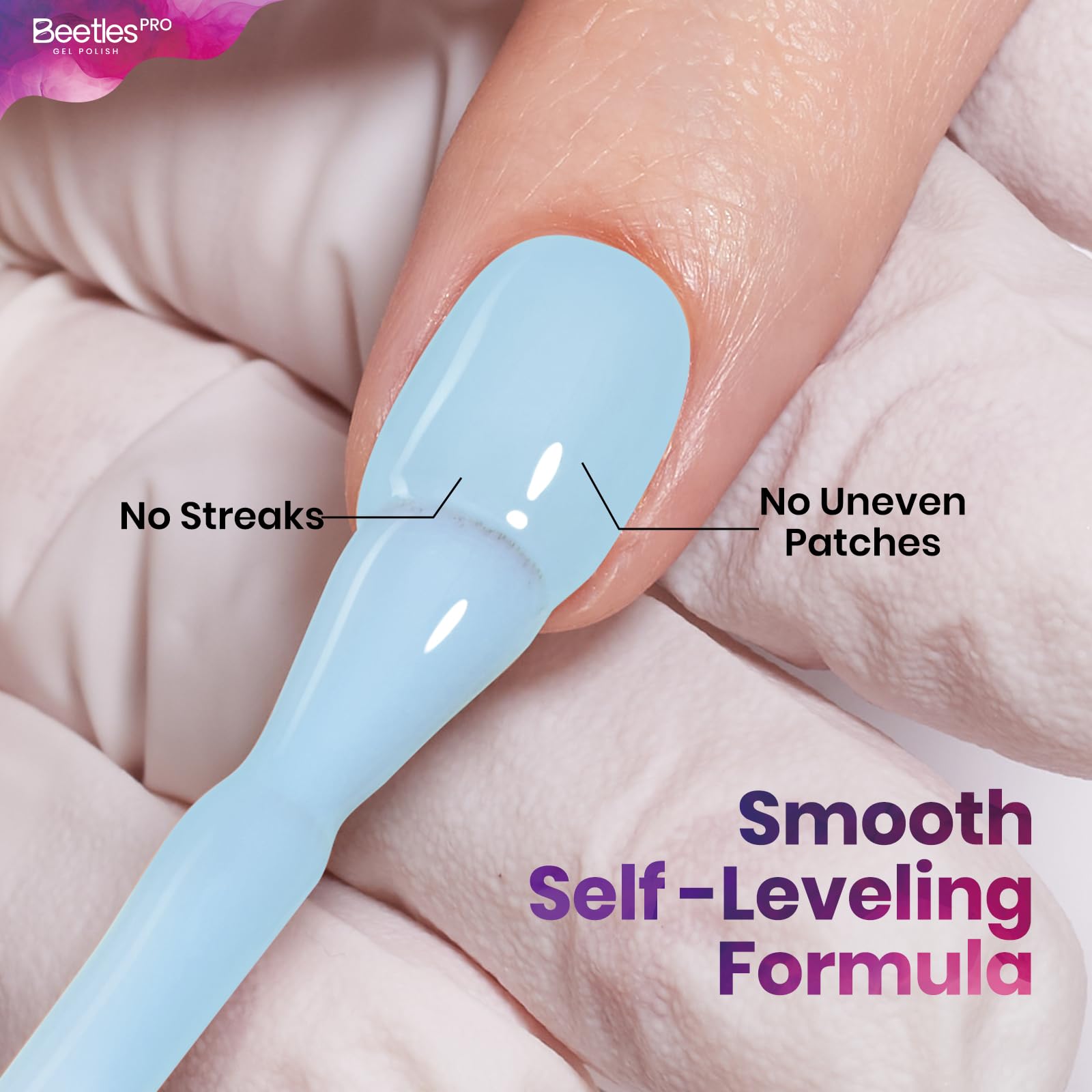 Beetles Pro applied on model manicure showcasing glossy salon finish benefit
