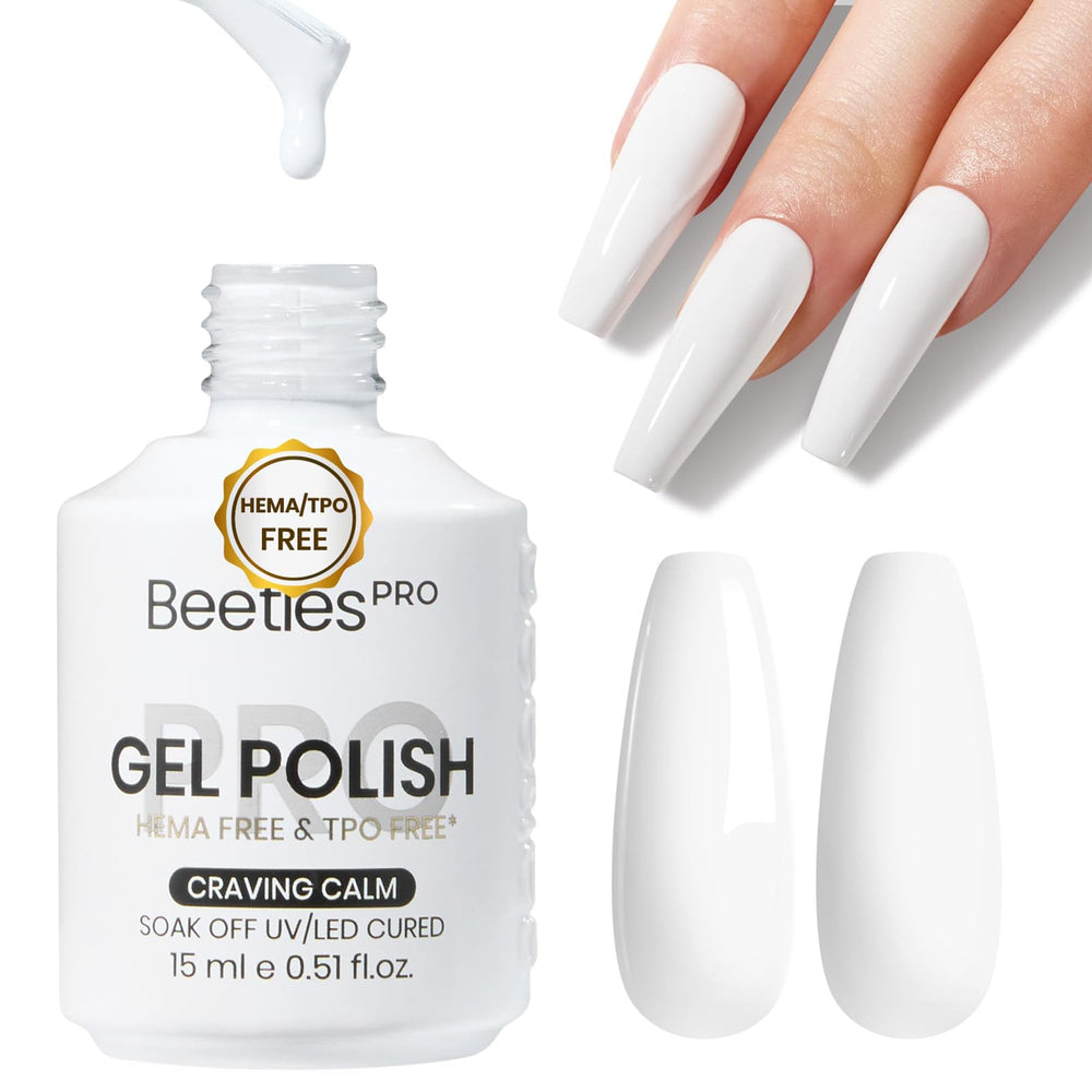 Beetles Gel Polish front bottle showing clean white shade and brand clarity for salon use