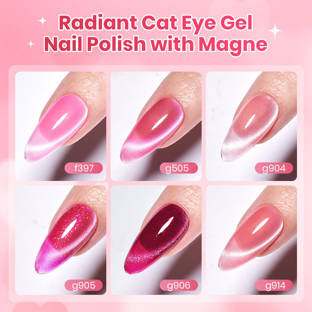 Beetles Gel Polish application step-by-step image of magnet over wet polish delivering defined cat eye lines
