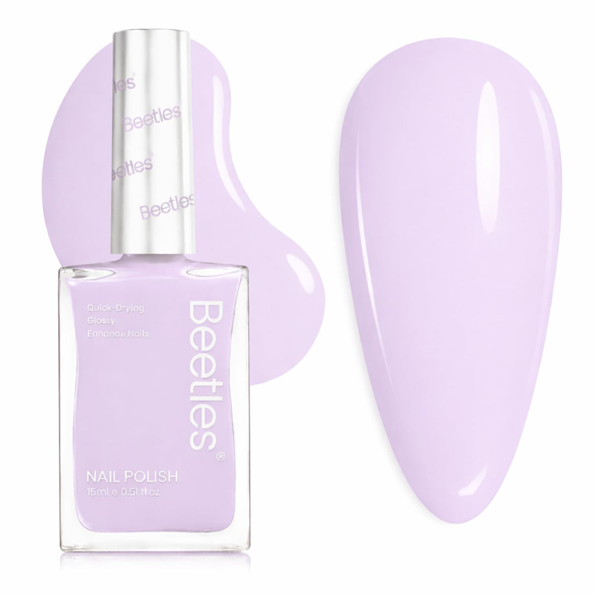 beetles gel polish front bottle showing lilac color and fast-dry benefit