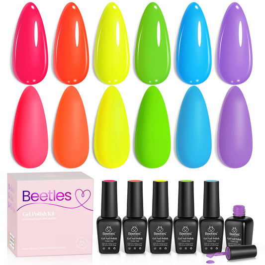 beetles front packaging showing six neon gel bottles and benefits