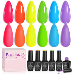 beetles front packaging showing six neon gel bottles and benefits