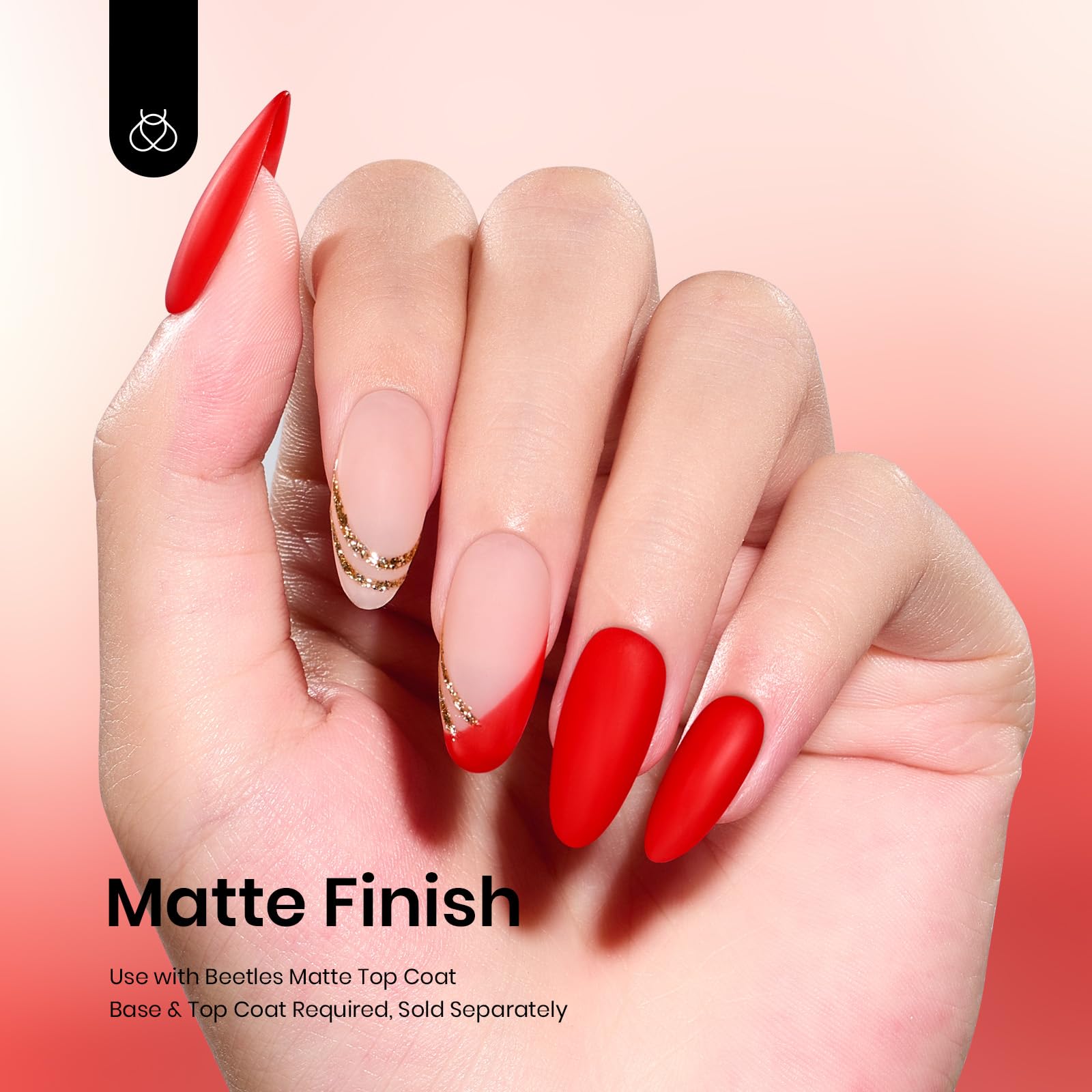 beetles gel polish close-up sheen on nail highlighting glossy durable finish benefit