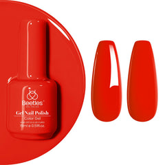 Beetles bottle front view showing vibrant orange-red color and 15ml size benefit