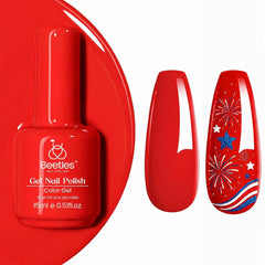 beetles gel polish front bottle showing scarlet a222 and sleek packaging benefit vivid color