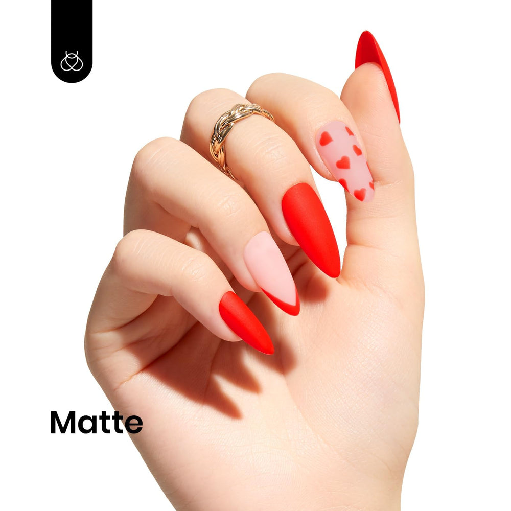 Beetles swatched on fingernail showing glossy finish and long-lasting look
