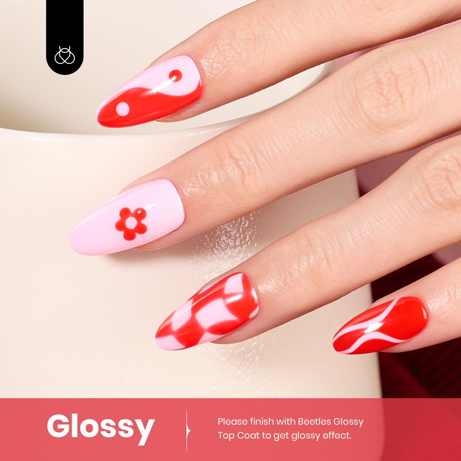 beetles gel polish thin stroke on nail tip demonstrating smooth coverage