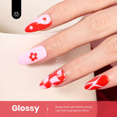 beetles gel polish thin stroke on nail tip demonstrating smooth coverage