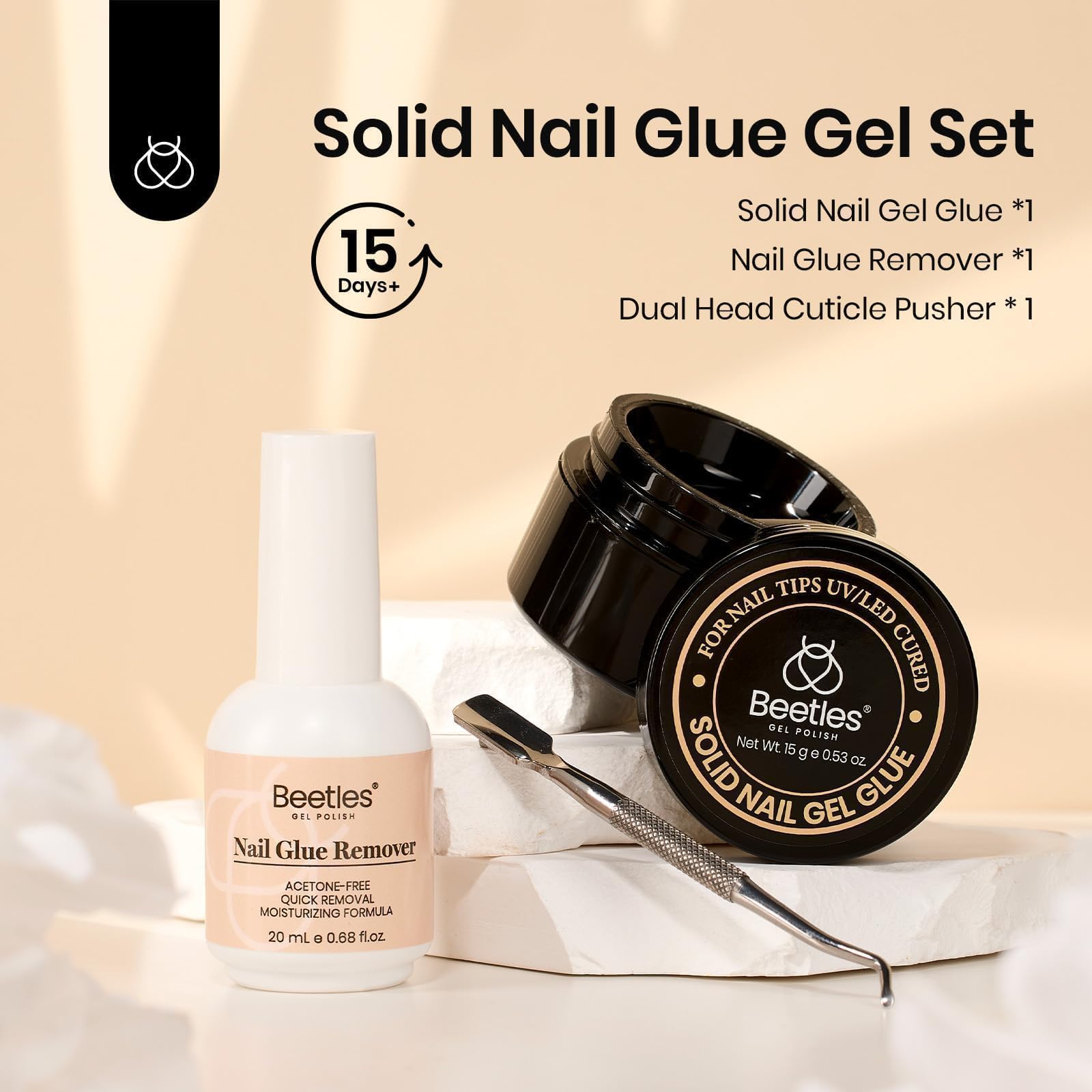 Beetles Gel Polish holding rhinestone on nail showing strong adhesion