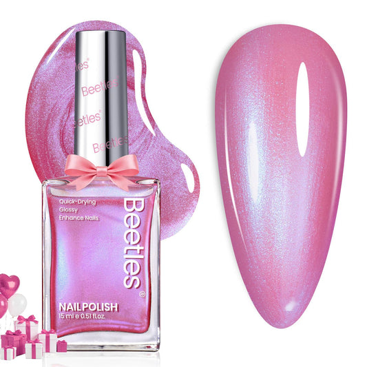 Beetles bottle front view showing rosy dream pink for polished nails