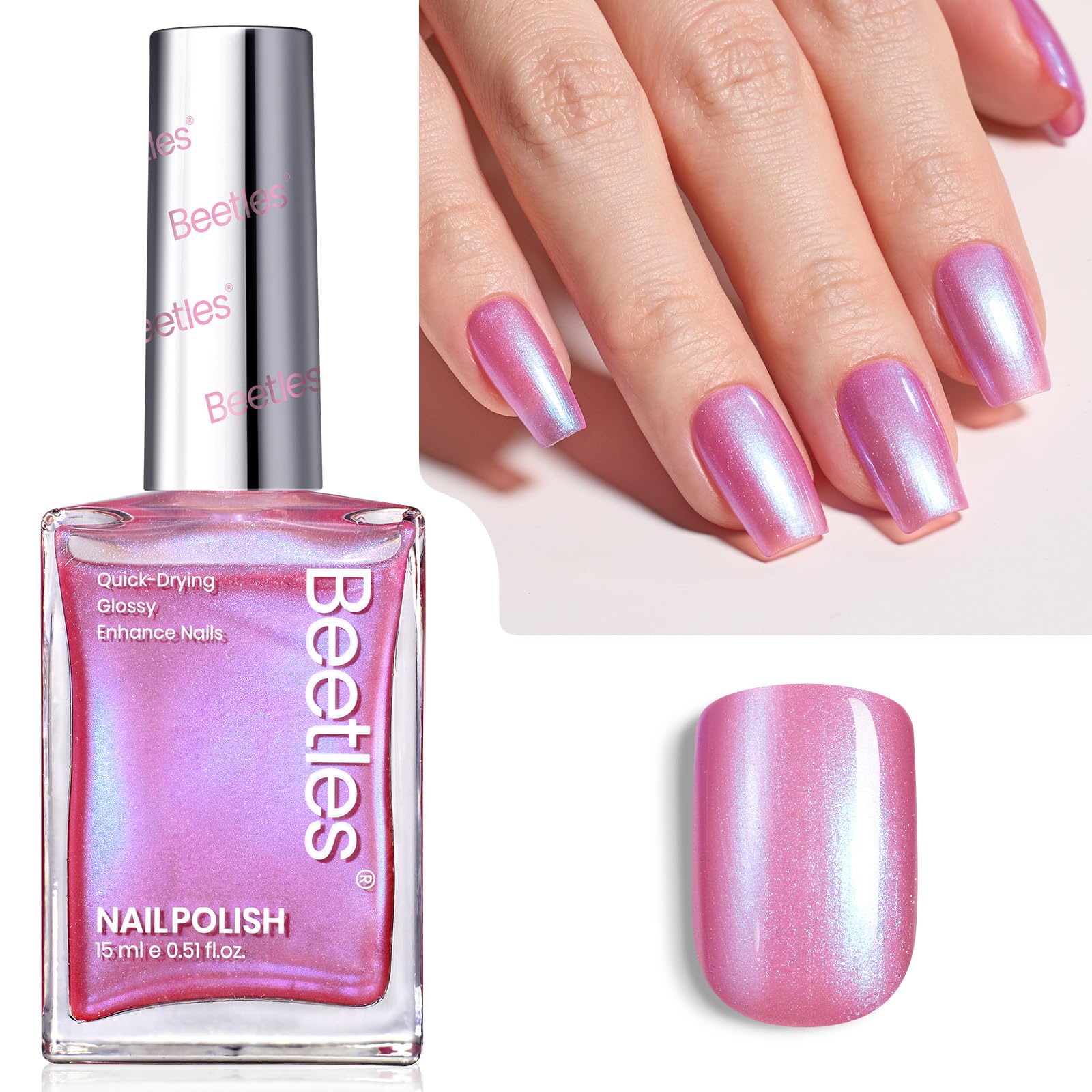 Beetles manicure lifestyle shot with hands styling outfit-ready nails