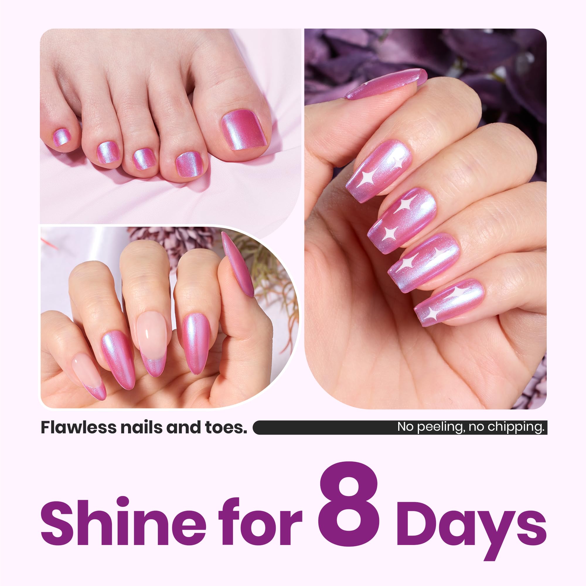 Beetles nail swatches fan displaying shade depth and pearlescent shift