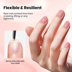 Beetles brush applying rosy nude gel demonstrating easy, streak-free strokes