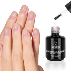 Beetles Gel Polish bottle front view showing clear rubber base benefits