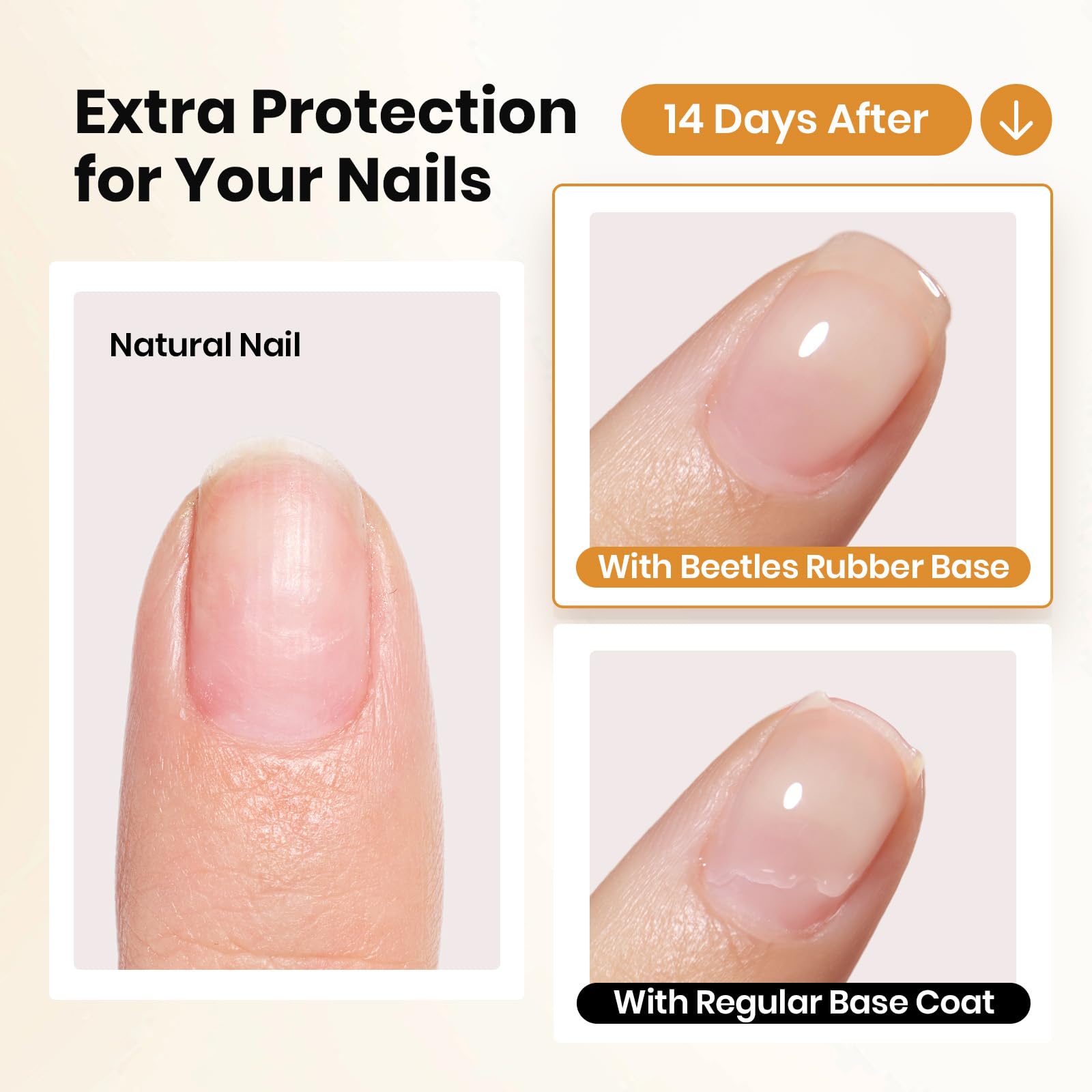 beetles rubber base gel scale comparison with hand displaying 15ml travel-friendly benefit