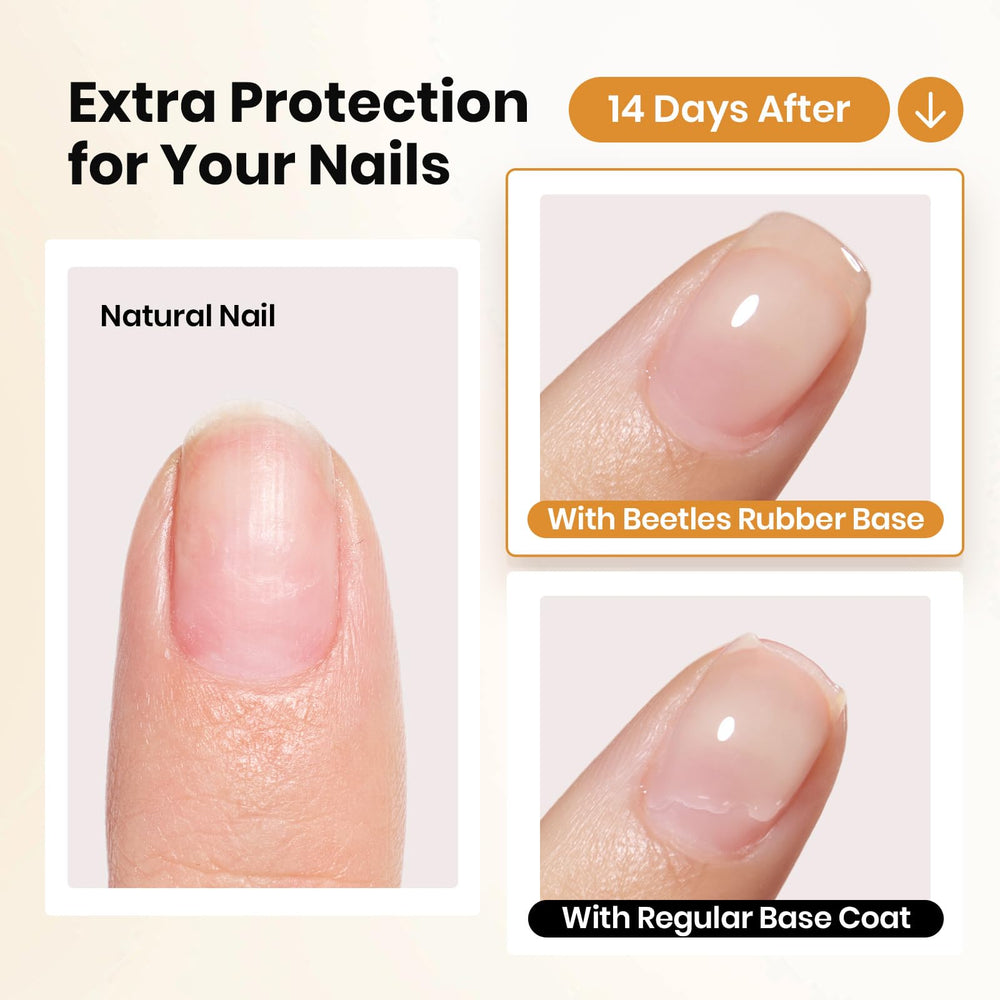 beetles rubber base gel scale comparison with hand displaying 15ml travel-friendly benefit
