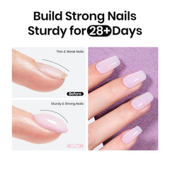 natural nails painted with beetles sheer light pink showing subtle nude finish and strengthened look